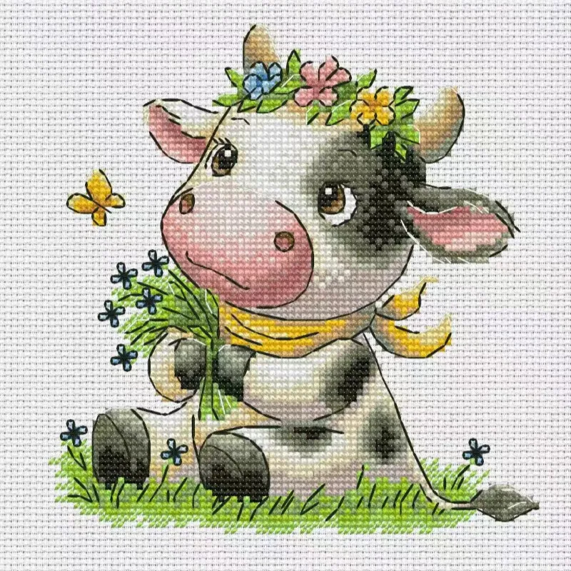 Cross Stitch Stamped Kits Beginners - [CC2949-بقرة صغيرة لطيفة] | مجموعة أدوات