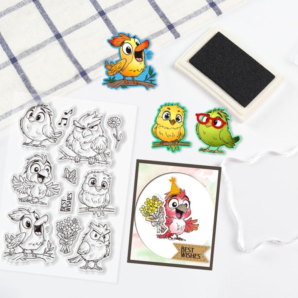 مضحك الطيور واضح Stamps لسكراب - مراجعة Clear Silicone Stamps For Card Making وسعره