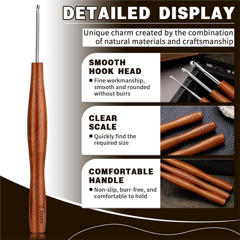 مجموعة AS94-5، تتضمن 5 قطع من  - مراجعة Wooden Crochet Hooks Ergonomic Handle وسعره