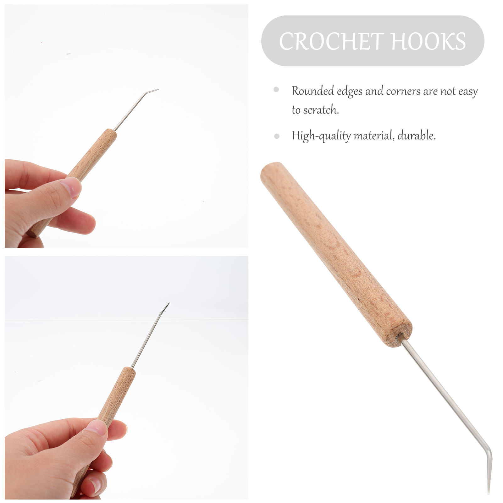 1 قطعة من خطافات الكروشيه المر - مراجعة Wooden Crochet Hooks Ergonomic Handle وسعره